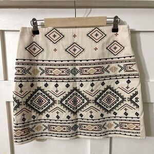 NWT blu pepper mini skirt Large Oatmeal boho print